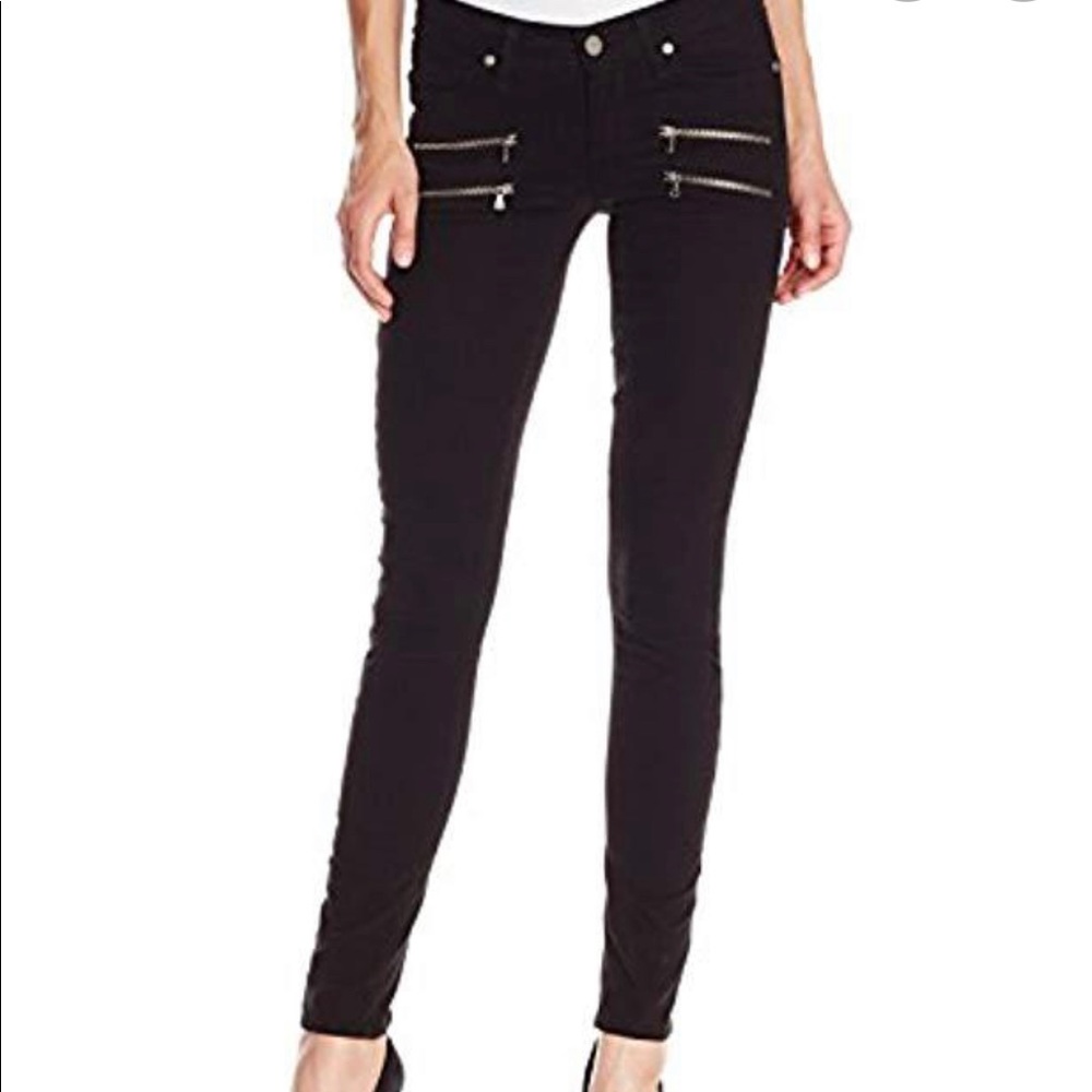 Paige black skinny zipper denim